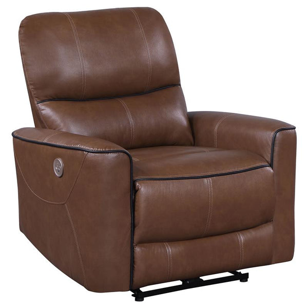 Greenfield Upholstered Power Recliner Chair Saddle Brown - 610266P