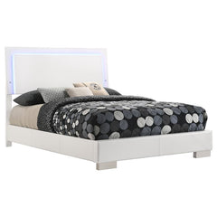 Felicity Wood Full LED Panel Bed White High Gloss - 203500F
