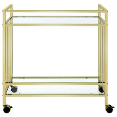 Cara Rectangular Glass Bar Cart Brass - 181381