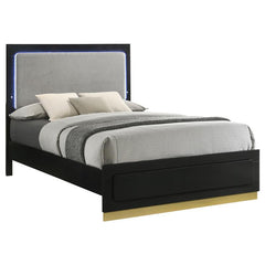 Caraway Wood Queen LED Panel Bed Black - 224781Q