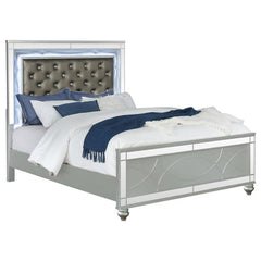 Gunnison Wood Queen LED Panel Bed Silver Metallic - 223211Q