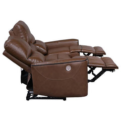 Greenfield 2-piece Power Reclining Sofa Set Saddle Brown - 610264P-S2