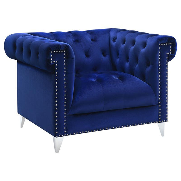 Bleker Upholstered Tuxedo Arm Tufted Accent Chair Blue - 509483