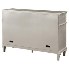 Evangeline 4-drawer Sideboard Server with Faux Diamond Trim Silver Oak - 107555