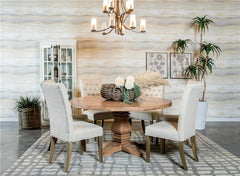 Florence Round Pedestal Dining Table Rustic Smoke - 180200