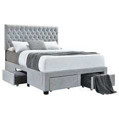 Soledad Upholstered Full Storage Panel Bed Light Grey - 305878F