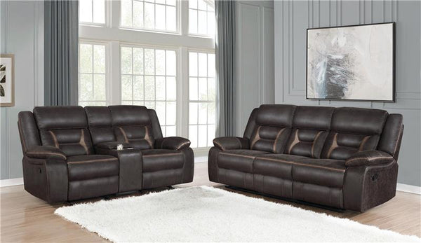 Greer 2-piece Upholstered Reclining Sofa Set Brown - 651354-S2