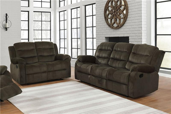 Rodman 2-piece Upholstered Reclining Sofa Set Olive Brown - 601881-S2