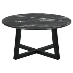Skylark Round Marble-like SmartTop Coffee Table Black - 707848