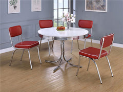 Retro Open Back Side Chairs Red and Chrome (Set of 2) - 2450R