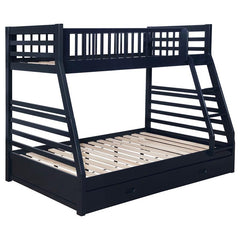 Ashton 2-drawer Wood Twin Over Full Bunk Bed Navy Blue - 460181