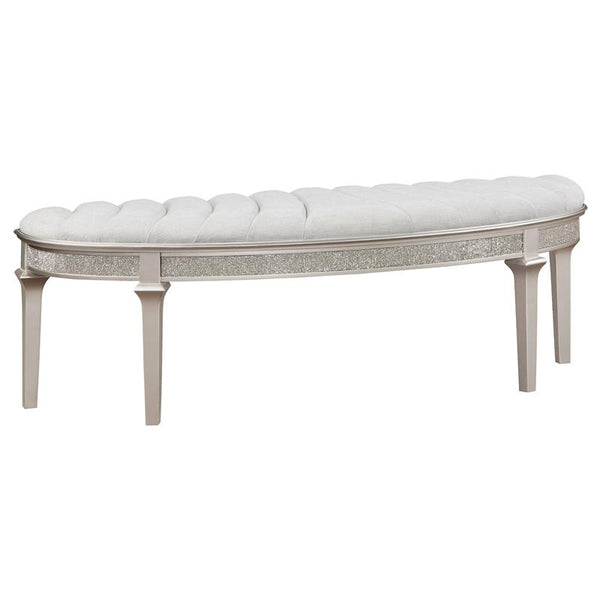 Evangeline Curved Fabric Upholstered Bench Silver Oak - 223396