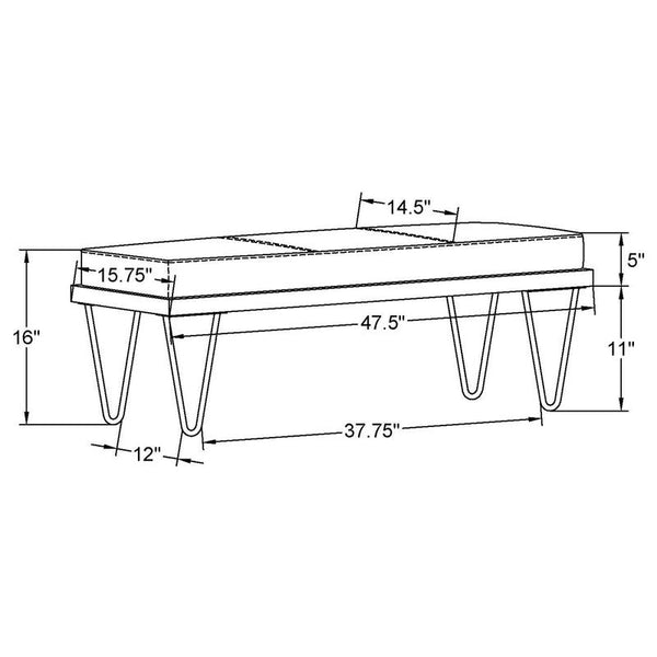 Chad Denim Upholstered Accent Bench Dark Blue - 501837