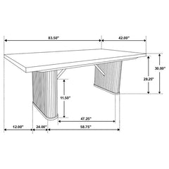 Catherine Rectangular Double Pedestal Dining Table Black - 106251