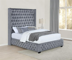 Rocori Upholstered Eastern King Wingback Bed Grey - 306075KE