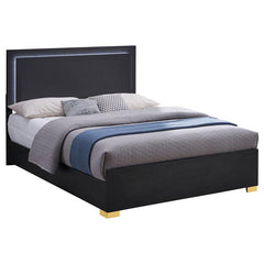 Marceline Wood Eastern King LED Panel Bed Black - 222831KE