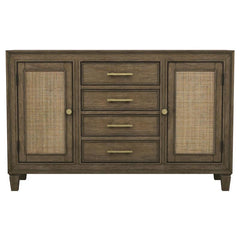 Matisse 4-drawer Dining Sideboard Buffet Cabinet with Rattan Cabinet Doors Brown - 108315