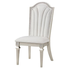 Evangeline Upholstered Dining Side Chair with Faux Diamond Trim Ivory and Silver Oak (Set of 2) - 107552
