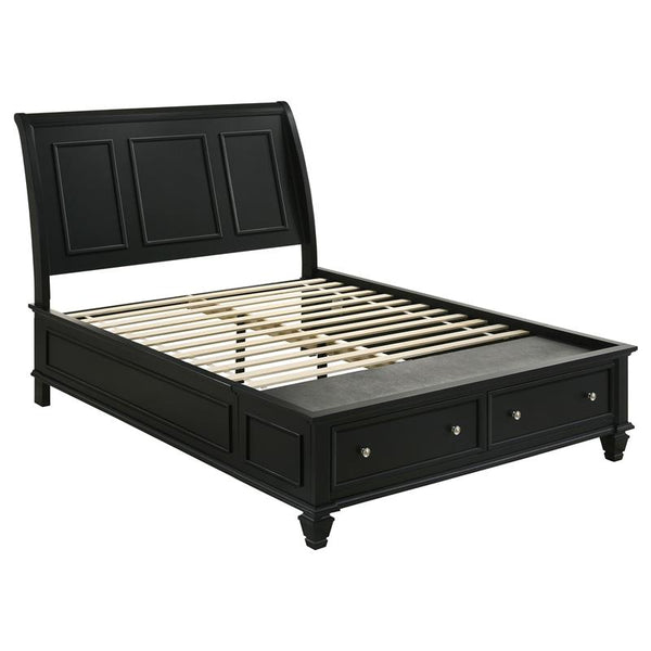 Sandy Beach Wood Queen Storage Panel Bed Black - 201329Q
