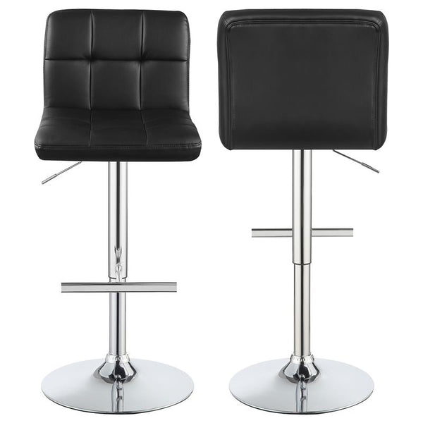 Lenny Adjustable Bar Stools Chrome and Black (Set of 2) - 102554