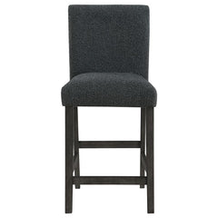 Alba Boucle Upholstered Counter Height Dining Chair Black and Charcoal Grey (Set of 2) - 123139