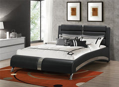Jeremaine Upholstered Eastern King Sleigh Bed Black - 300350KE
