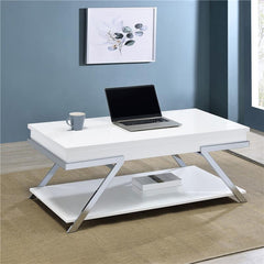 Marcia Rectangular Lift Top Coffee Table White High Gloss - 708158