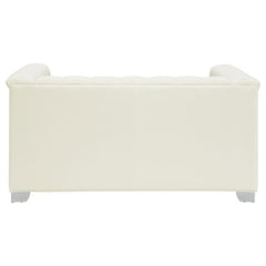 Chaviano 2-piece Upholstered Track Arm Sofa Set Pearl White - 505391-S2