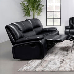 Camila Upholstered Motion Reclining Loveseat Black - 610245