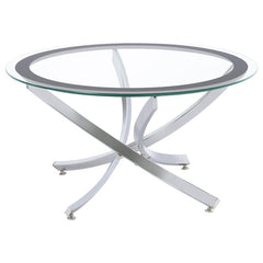Brooke Round Glass Top Coffee Table Metal Base Chrome - 702588