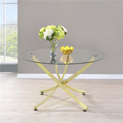 Beckham Round Dining Table Brass and Clear - 108441