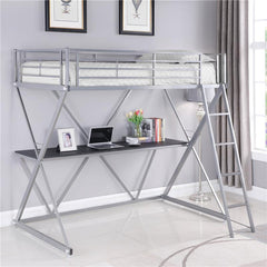 Hyde Metal Twin Workstation Loft Bed Silver - 400034T