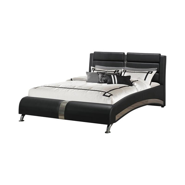 Jeremaine Upholstered Queen Sleigh Bed Black - 300350Q