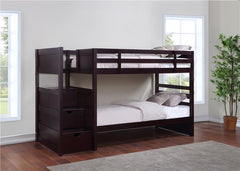 Elliott Wood Twin Over Twin Stairway Bunk Bed Cappuccino - 460441