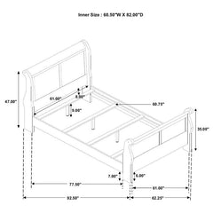 Louis Philippe Wood Queen Sleigh Bed White - 204691Q