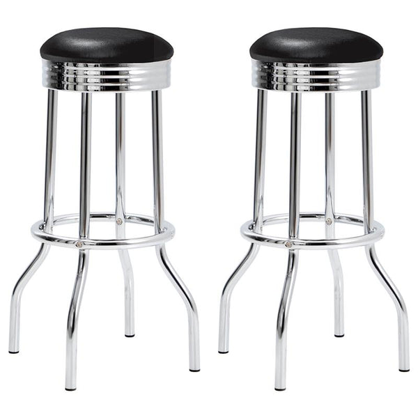 Theodore Upholstered Metal Swivel Bar Stool Black (Set of 2) - 2408