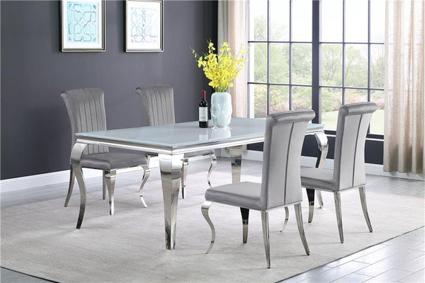Carone 5-piece 81" Rectangular Dining Set Grey and Chrome - 115081-S5G