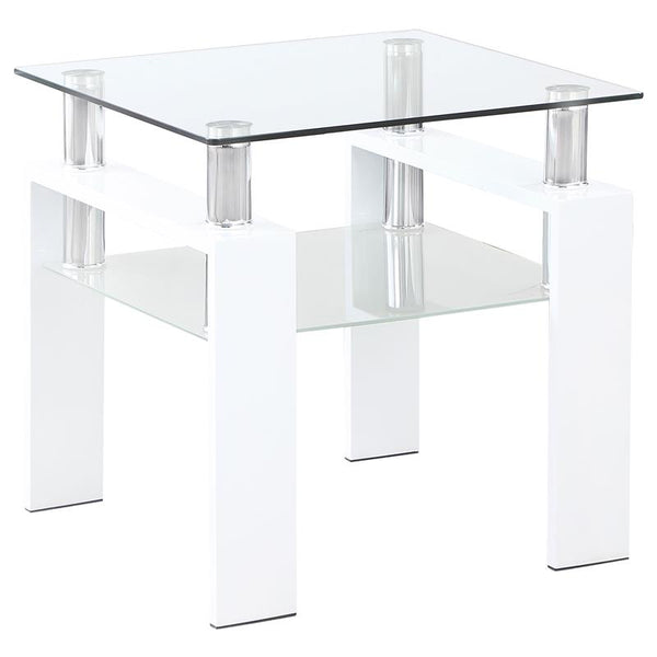 Dyer 1-shelf Square Glass Top Side End Table White - 703437