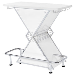 Atoka X-shaped Bar Unit with Wine Bottle Storage Glossy White - 130078