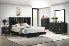 Kendall Upholstered Eastern King Panel Bed Black - 301161KE