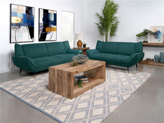 Acton 2-piece Upholstered Flared Arm Sofa Set Teal Blue - 511161-S2