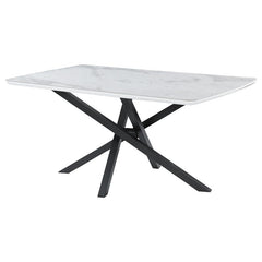 Paulita Rectangular Dining Table White and Gunmetal - 110711