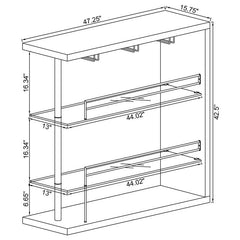Prescott Rectangular 2-shelf Bar Unit Grey - 100156