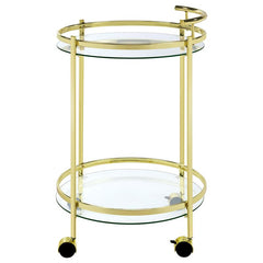 Chrissy 2-tier Round Glass Bar Cart Brass - 181366