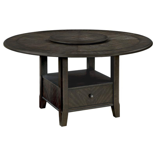 Twyla Round Dining Table with Removable Lazy Susan Dark Cocoa - 115101