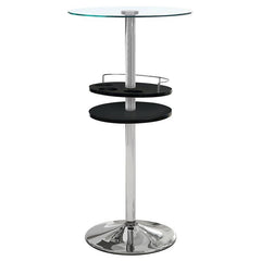 Gianella Glass Top Bar Table with Wine Storage Black and Chrome - 120715