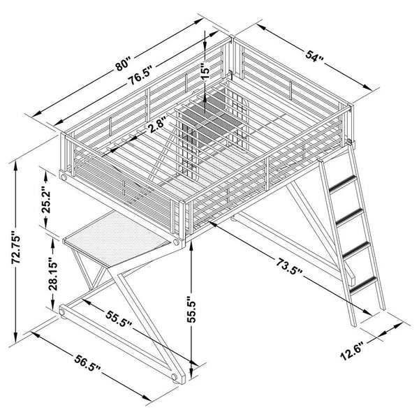Parkview Full Workstation Loft Bed Black - 460092