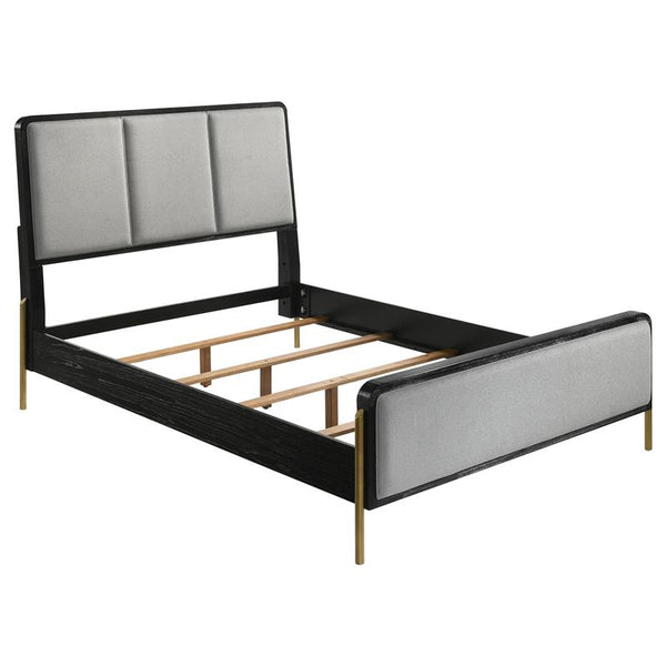 Arini Upholstered Eastern King Panel Bed Black and Grey - 224331KE