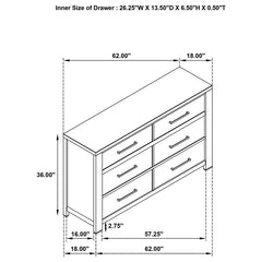Kieran 6-drawer Dresser Grey - 224743