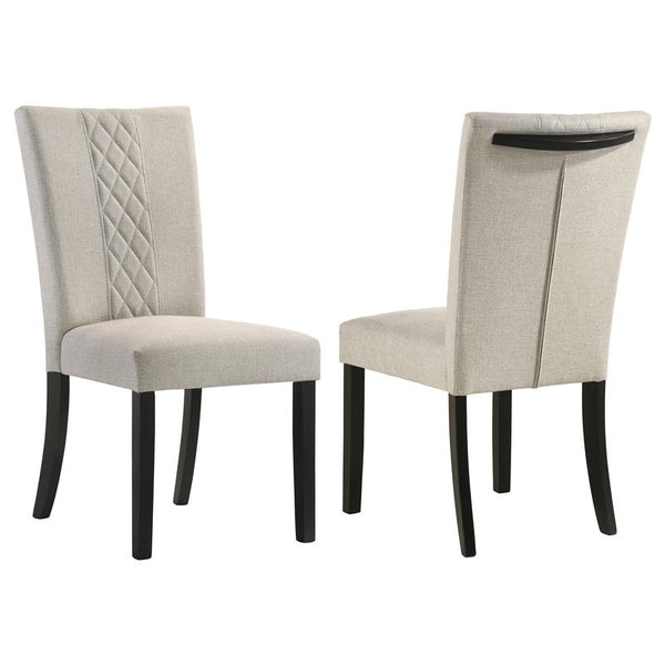 Malia Upholstered Solid Back Dining Side Chair Beige and Black (Set of 2) - 122342